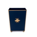 Regency Bee Navy Wastebasket, Bathroom Trash Can, Wastebasket for Vanity, Home Office, Bedroom - Square without Lid with Lion Decor - Avail 03/20 - Wastebaskets from Jaye's Studio