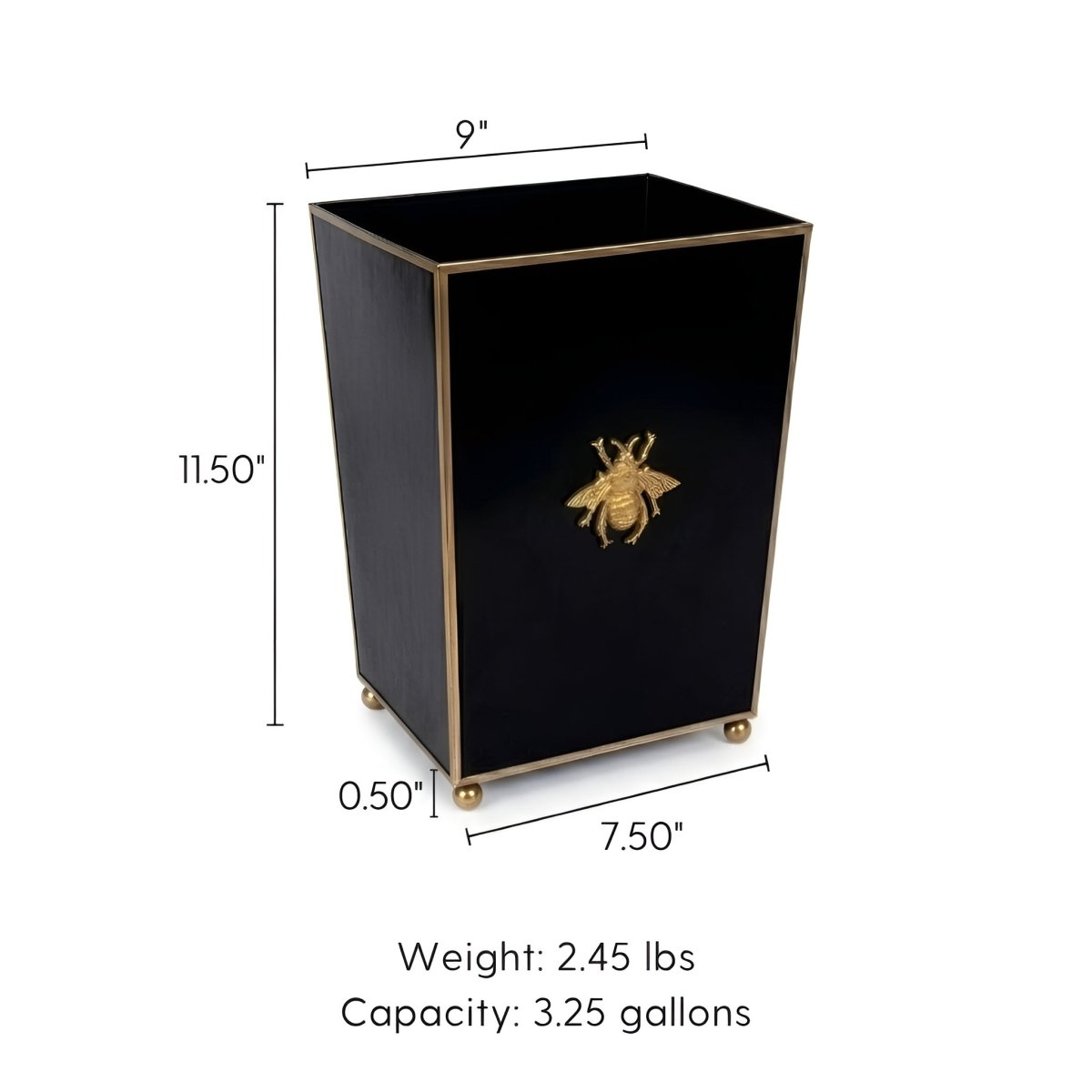 Regency Bee Square Wastebasket - Wastebaskets from Jaye's Studio
