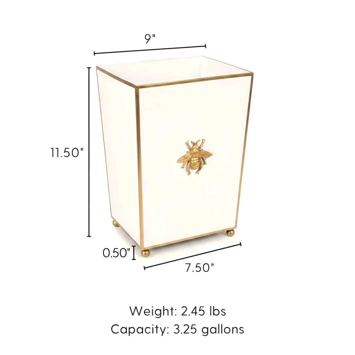 Regency Bee Square Wastebasket - Wastebaskets from Jaye's Studio