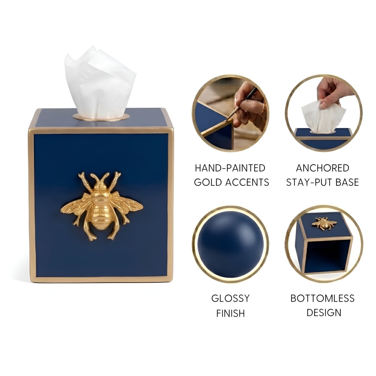 Regency Bee Tissue Box Cover - Tissue Box Cover from Jaye's Studio