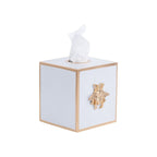 Regency Bee White Enameled Square Metal Tissue Box Cover for Bathroom, Vanity, Bedroom, Home Office - Tissue Box Cover from Jaye's Studio