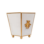 Regency Bee White Square Metal Cachepot for Bedroom, Office, Kitchen, Living Room - with Gold Bee Decor - Cachepots from Jaye's Studio