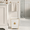 Regency Bee White Wastebasket, Bathroom Trash Can, Wastebasket for Vanity, Home Office, Bedroom - Square without Lid with Lion Decor - Wastebaskets from Jaye's Studio