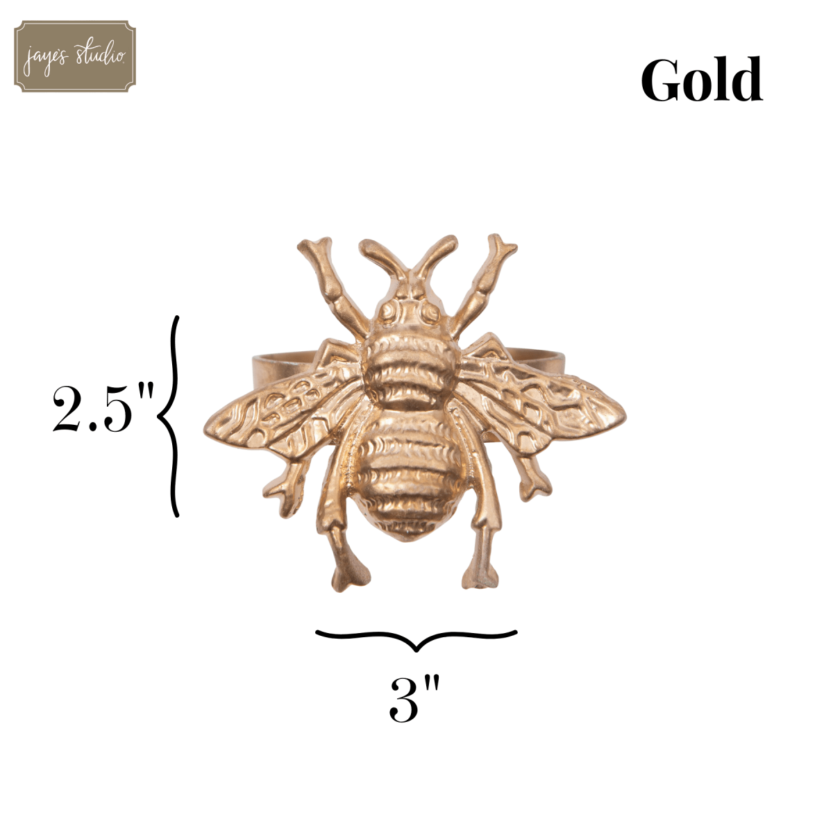 Regency Gold Bee Napkin Rings for Dinnerware, Serving, Dinning, Table scape, entertaining (4pk) - Napkin Rings from Jaye's Studio