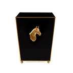 Regency Horse Head Black Bathroom Trash Can, Wastebasket, Dustbin for Bedroom, Home Office, Vanity - Square without Lid - Wastebaskets from Jaye's Studio