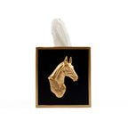 Regency Horse Head Black Enameled Square Metal Tissue Box Cover for Bathroom, Vanity, Bedroom, Home Office - Tissue Box Cover from Jaye's Studio