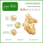 Regency Horse Head Gold Napkin Rings for Dinnerware, Place Settings, Entertaining (4pk) - Avail 02/22 - Napkin Rings from Jaye's Studio