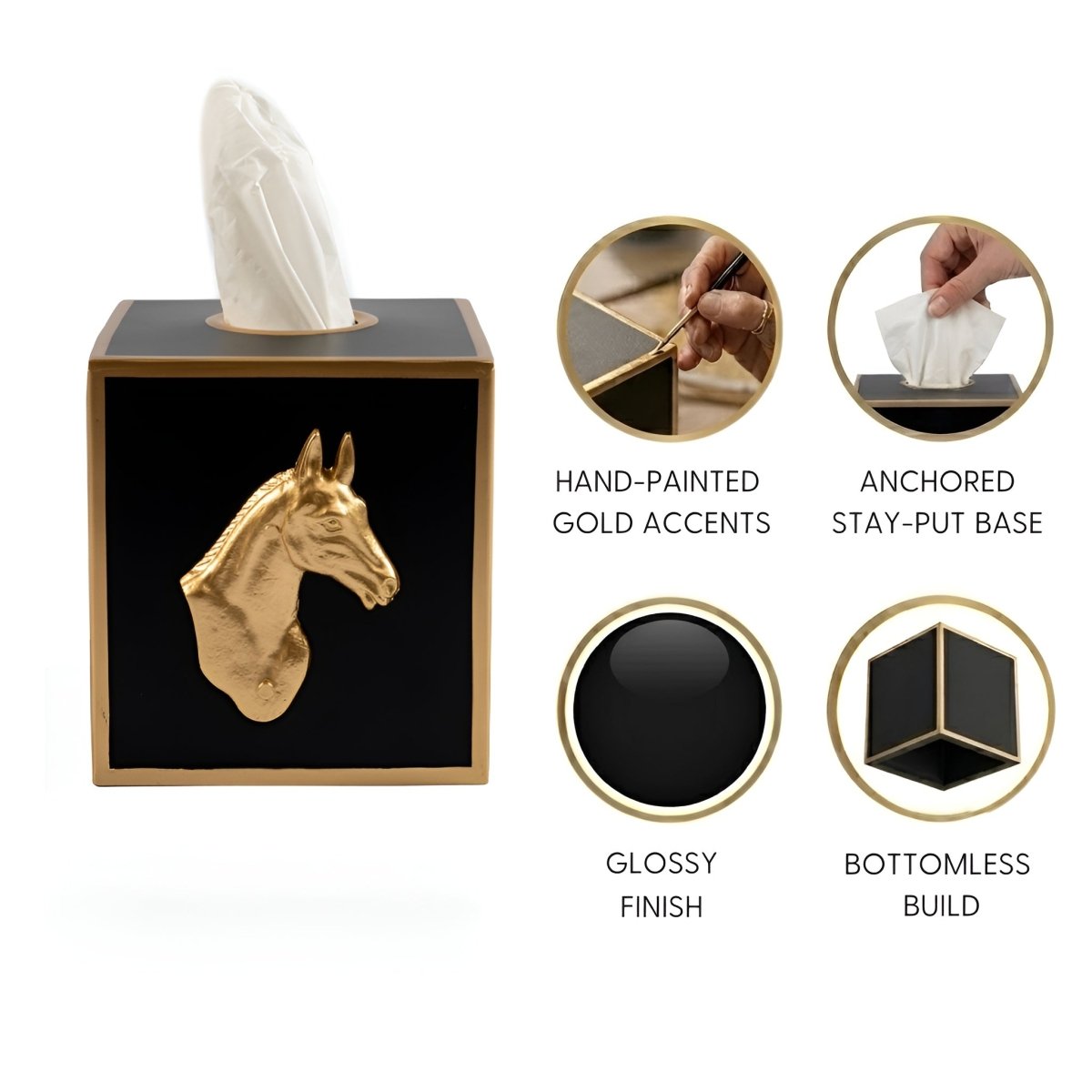 Regency Horse Head Tissue Box Cover - Tissue Box Cover from Jaye's Studio