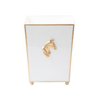 Regency Horse Head White Bathroom Trash Can, Wastebasket, Dustbin for Bedroom, Home Office, Vanity - Square without Lid - Wastebaskets from Jaye's Studio