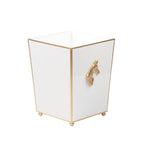 Regency Horse Head White Bathroom Trash Can, Wastebasket, Dustbin for Bedroom, Home Office, Vanity - Square without Lid - Wastebaskets from Jaye's Studio