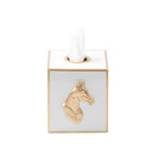 Regency Horse Head White Enameled Square Metal Tissue Box Cover for Bathroom, Vanity, Bedroom, Home Office - Tissue Box Cover from Jaye's Studio