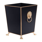 Regency Paws and Claws Black Decorative Bathroom Trash Can, Wastebasket for Vanity, Home Office, Bedroom - Square without Lid with Lion Decor - Wastebaskets from Jaye's Studio