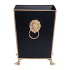 Regency Paws and Claws Black Decorative Bathroom Trash Can, Wastebasket for Vanity, Home Office, Bedroom - Square without Lid with Lion Decor - Wastebaskets from Jaye's Studio