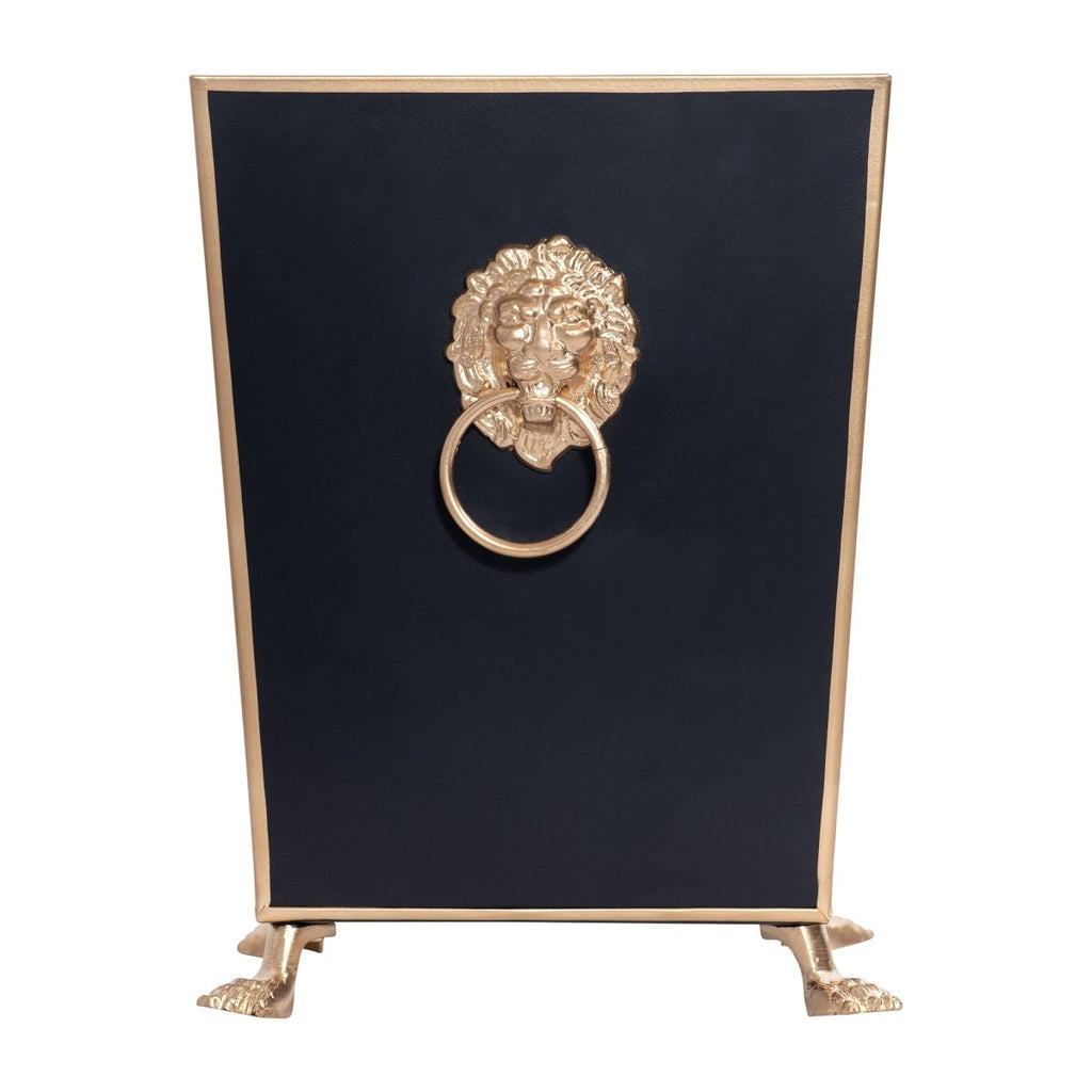 Regency Paws and Claws Black Decorative Bathroom Trash Can, Wastebasket for Vanity, Home Office, Bedroom - Square without Lid with Lion Decor - Wastebaskets from Jaye's Studio