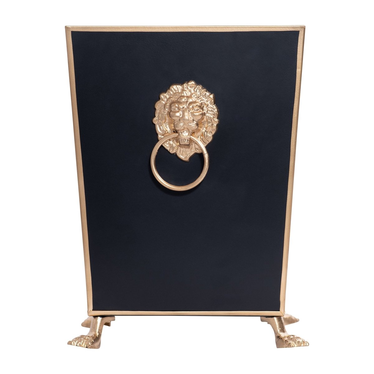 Regency Paws and Claws Black Decorative Bathroom Trash Can, Wastebasket for Vanity, Home Office, Bedroom - Square without Lid with Lion Decor - Wastebaskets from Jaye's Studio