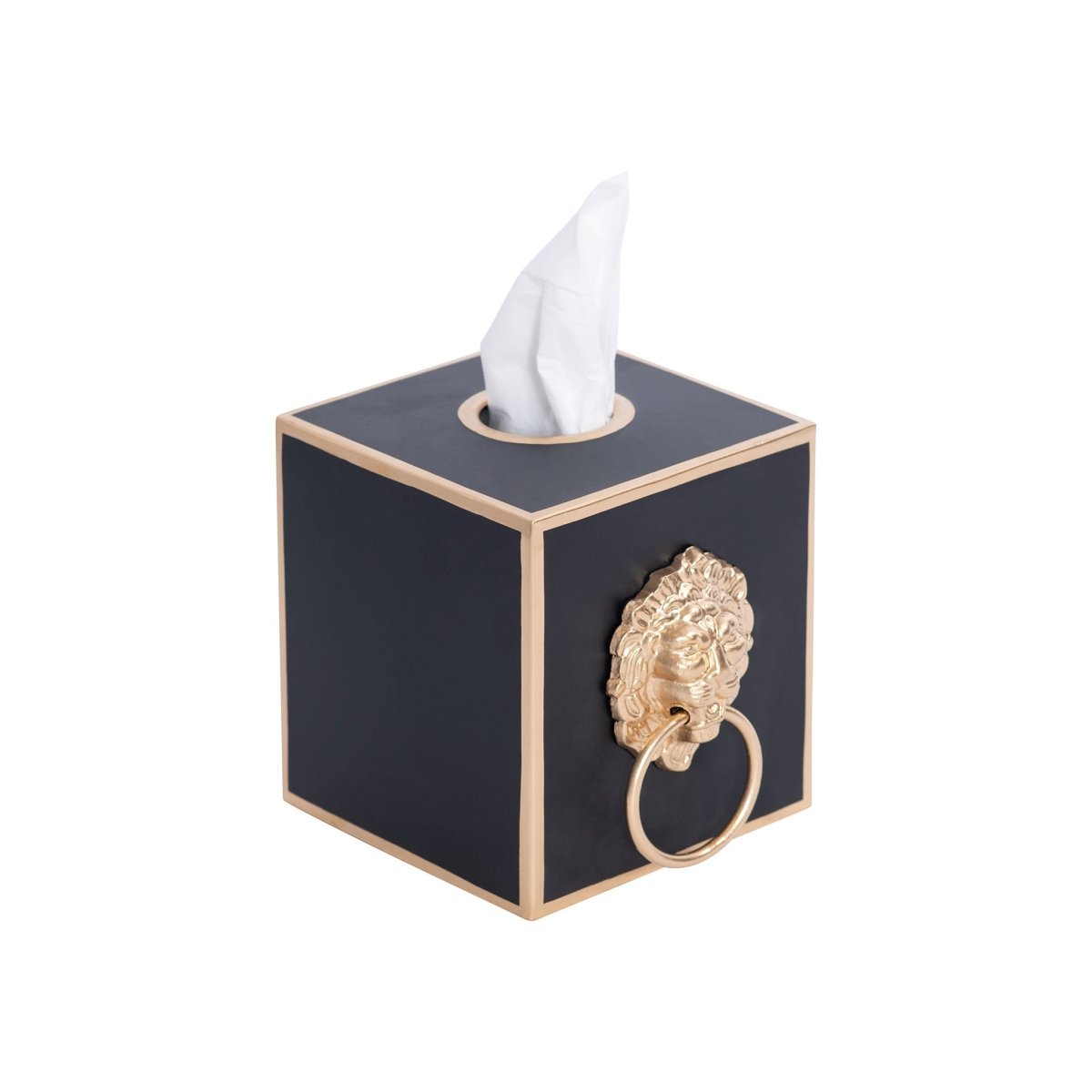 Regency Paws and Claws Black Enameled Square Metal Tissue Box Cover for Bathroom, Vanity, Bedroom, Home Office - Tissue Box Cover from Jaye's Studio