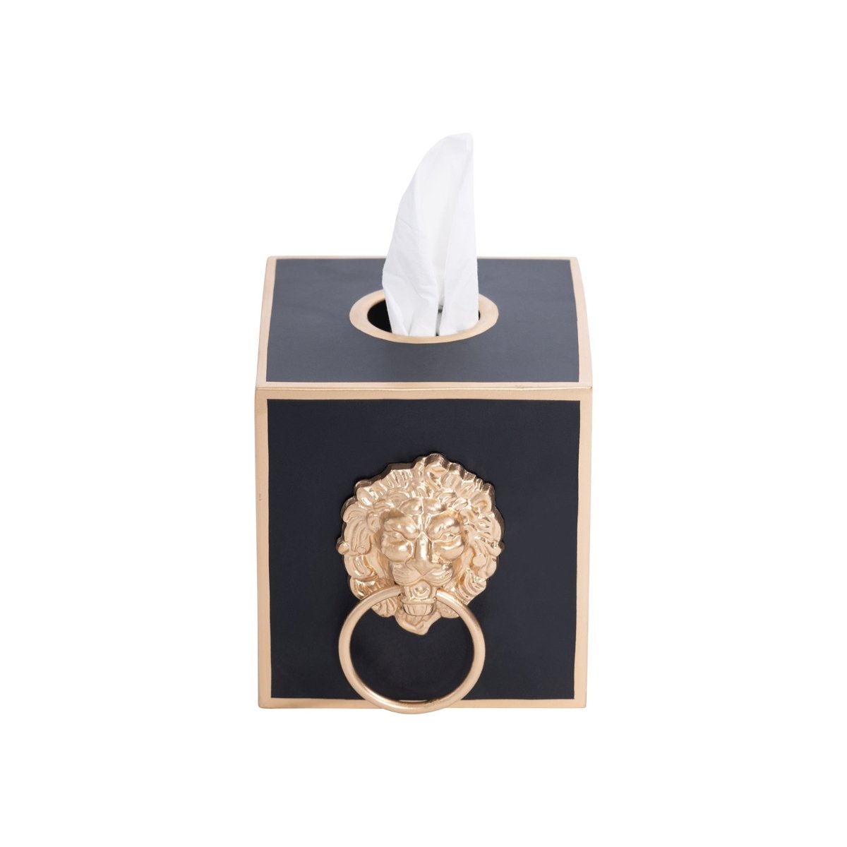 Regency Paws and Claws Black Enameled Square Metal Tissue Box Cover for Bathroom, Vanity, Bedroom, Home Office - Tissue Box Cover from Jaye's Studio