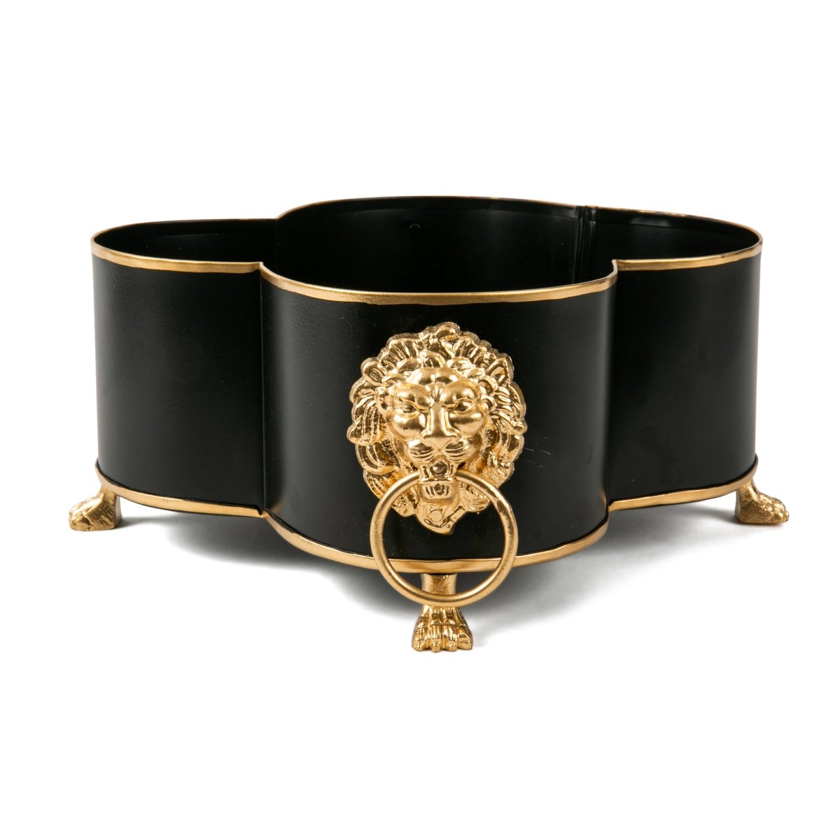 Regency Paws and Claws Black Quatrefoil Metal Cachepot Planter For Bedroom, Office, Kitchen and Living Room - from Jaye's Studio