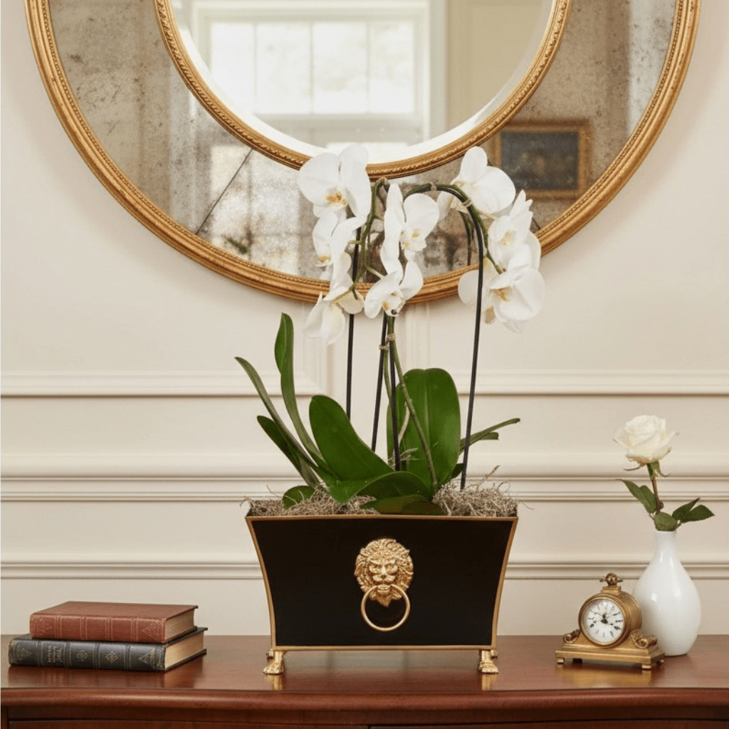Regency Paws and Claws Black Rectangular Fluted Metal Cachepot Planter for Entryway, Mantle, Home Office, Kitchen and Living Room - Avail 05/26 - Cachepots from Jaye's Studio