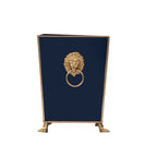 Regency Paws and Claws Blue / Indigo Blue Decorative Bathroom Trash Can, Wastebasket for Vanity, Home Office, Bedroom - Square without Lid with Lion Decor - Wastebaskets from Jaye's Studio