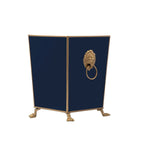 Regency Paws and Claws Blue / Indigo Blue Decorative Bathroom Trash Can, Wastebasket for Vanity, Home Office, Bedroom - Square without Lid with Lion Decor - Wastebaskets from Jaye's Studio