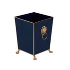 Regency Paws and Claws Blue / Indigo Blue Decorative Bathroom Trash Can, Wastebasket for Vanity, Home Office, Bedroom - Square without Lid with Lion Decor - Wastebaskets from Jaye's Studio