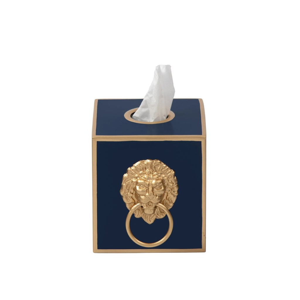 Regency Paws and Claws Blue / Indigo Blue Enameled Square Metal Tissue Box Cover for Bathroom, Vanity, Bedroom, Home Office - Tissue Box Cover from Jaye's Studio