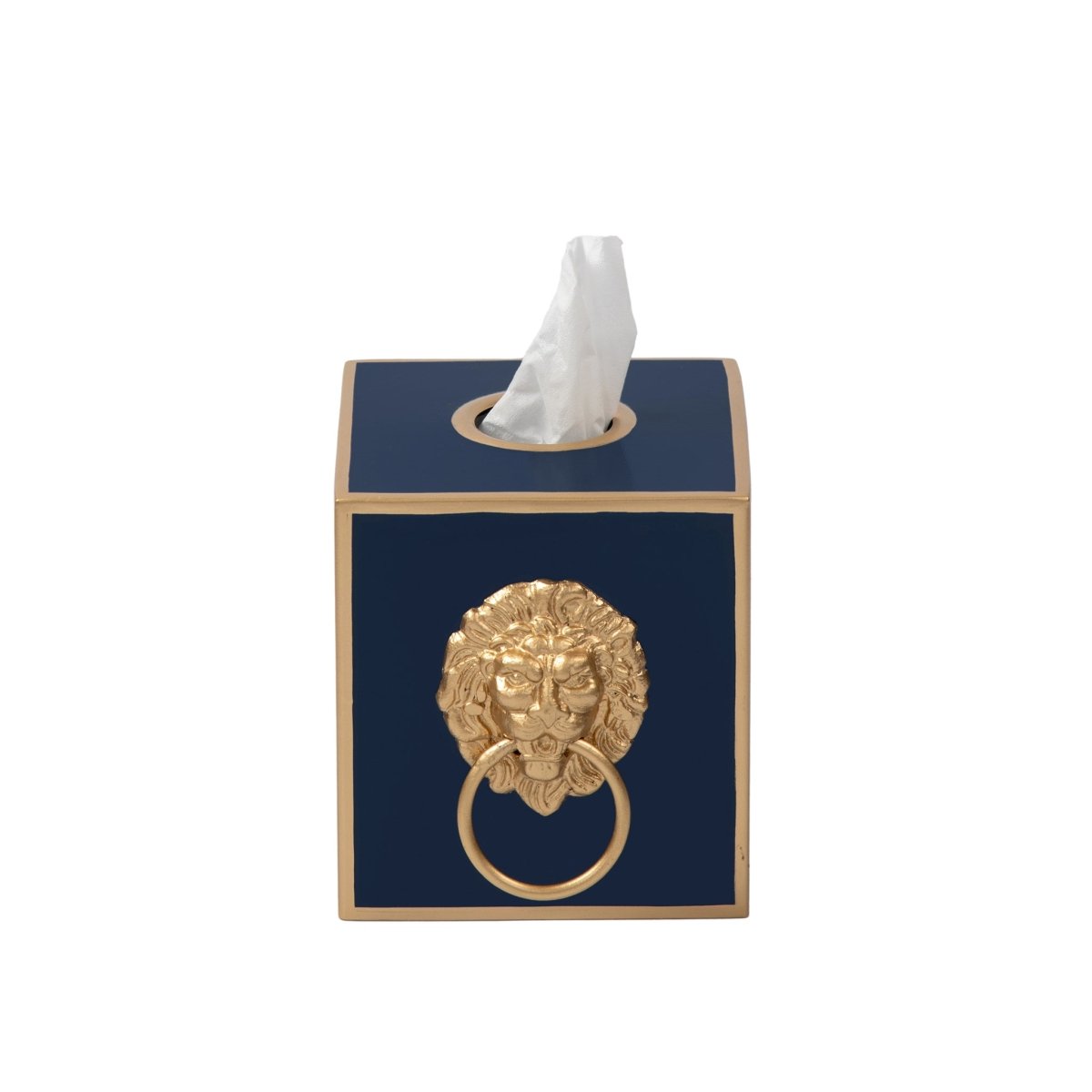 Regency Paws and Claws Blue / Indigo Blue Enameled Square Metal Tissue Box Cover for Bathroom, Vanity, Bedroom, Home Office - Tissue Box Cover from Jaye's Studio