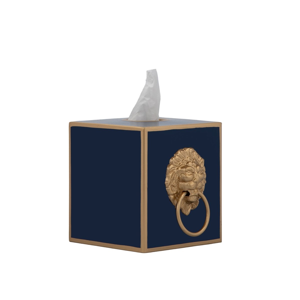 Regency Paws and Claws Blue / Indigo Blue Enameled Square Metal Tissue Box Cover for Bathroom, Vanity, Bedroom, Home Office - Tissue Box Cover from Jaye's Studio