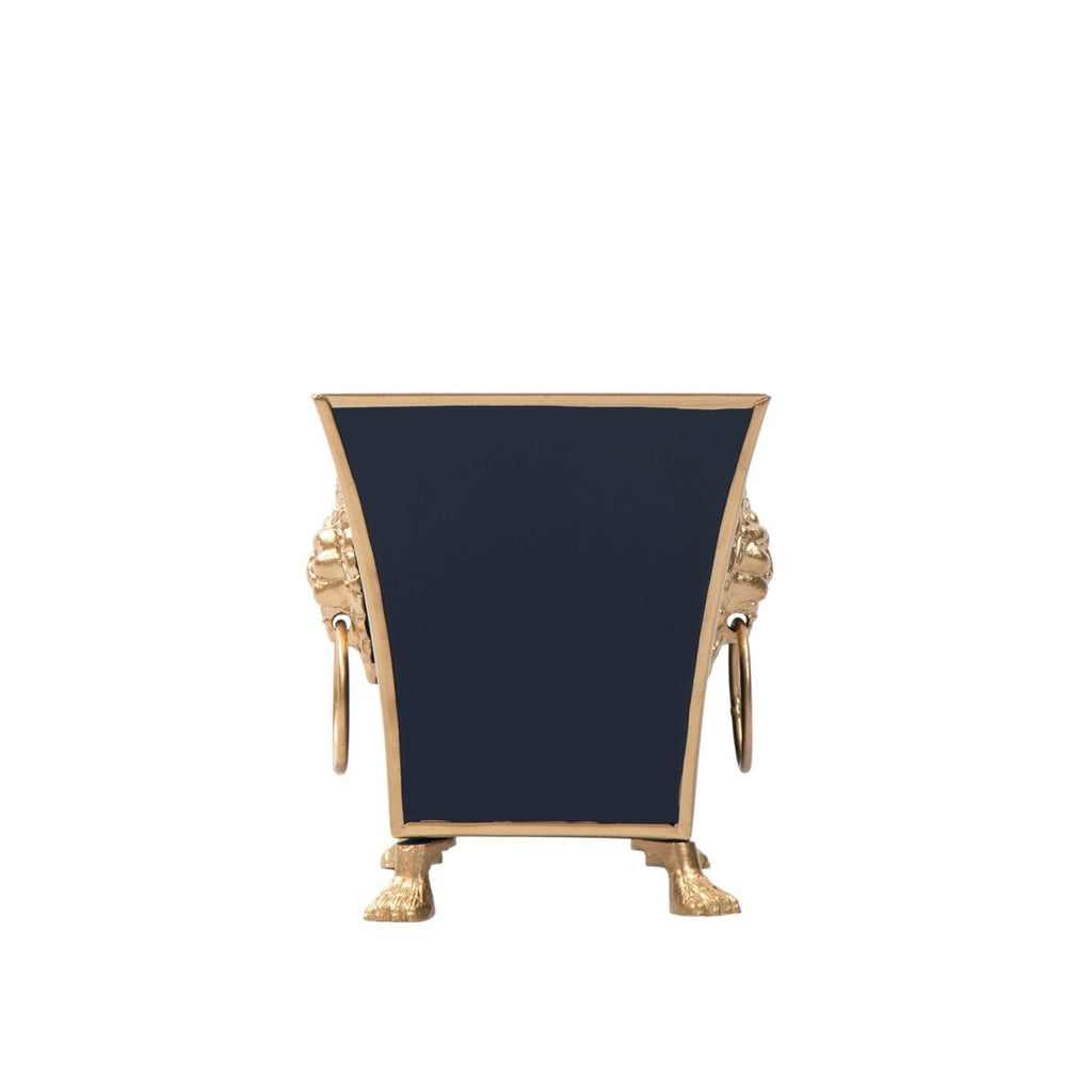 Regency Paws and Claws Indigo Rectangular Fluted Metal Cachepot Planter for Entryway, Mantle, Home Office, Kitchen and Living Room - Cachepots from Jaye's Studio