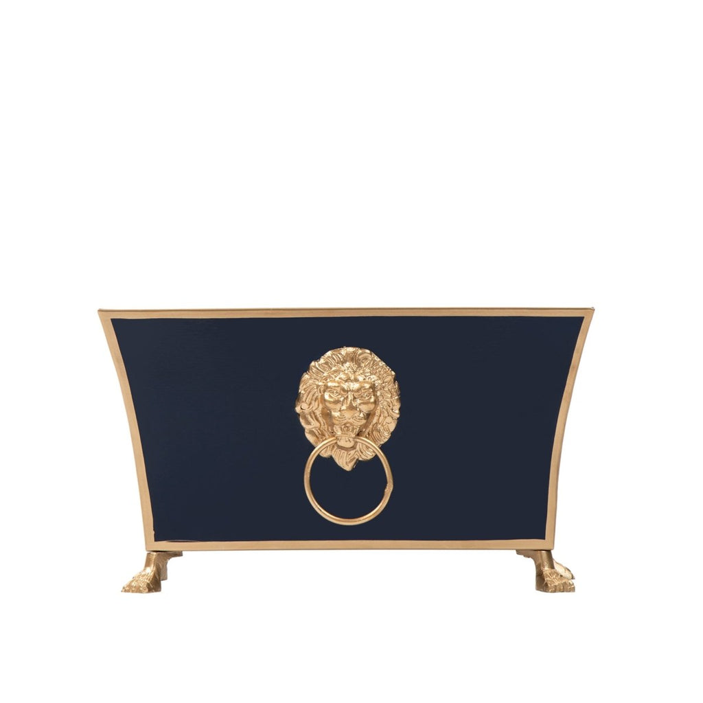 Regency Paws and Claws Indigo Rectangular Fluted Metal Cachepot Planter for Entryway, Mantle, Home Office, Kitchen and Living Room - Cachepots from Jaye's Studio