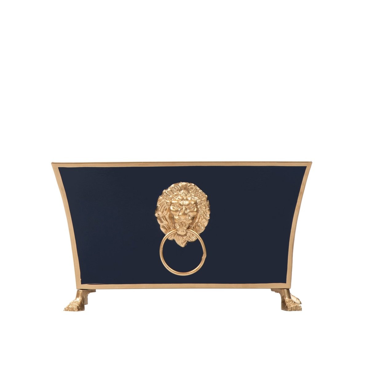 Regency Paws and Claws Indigo Rectangular Fluted Metal Cachepot Planter for Entryway, Mantle, Home Office, Kitchen and Living Room - Cachepots from Jaye's Studio
