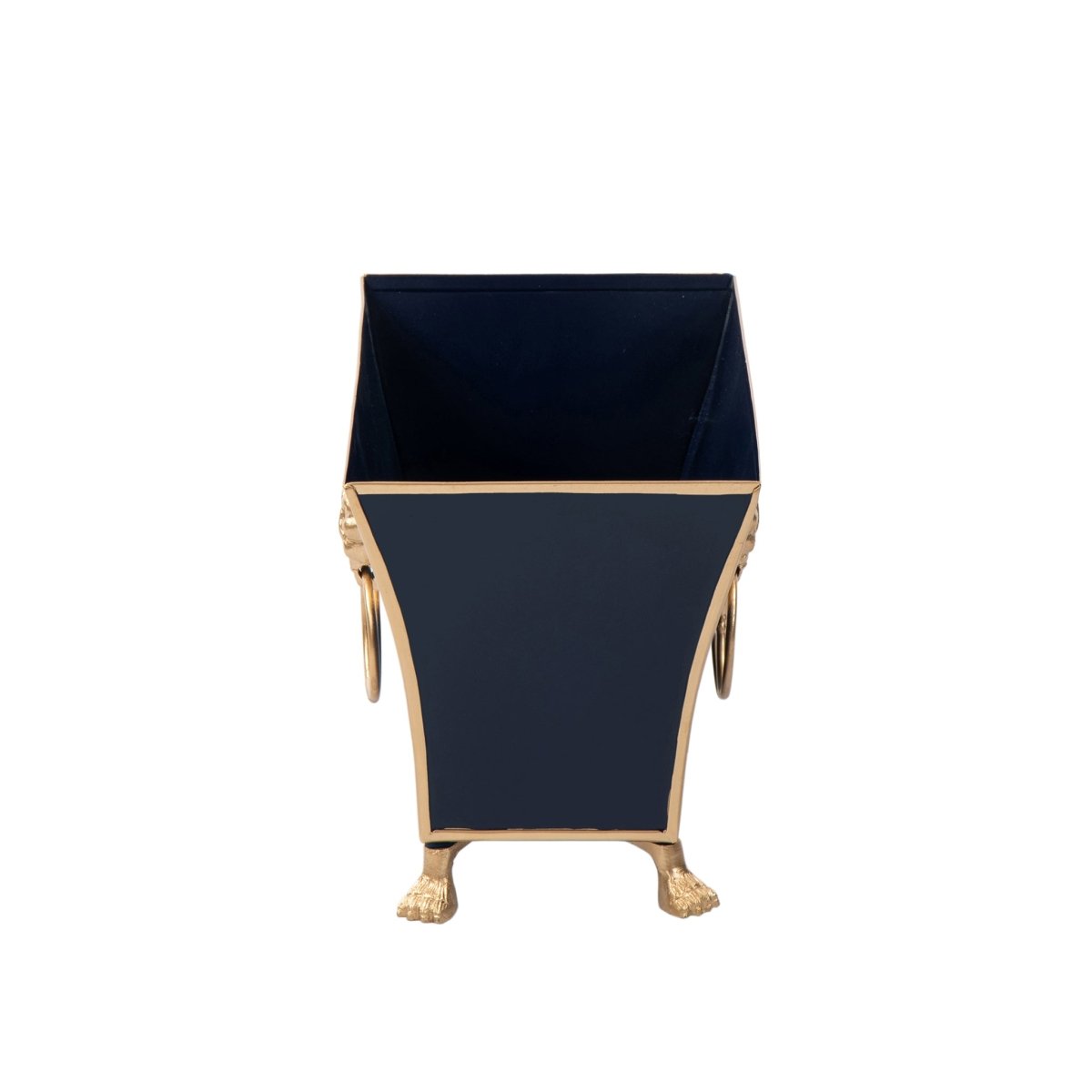 Regency Paws and Claws Indigo Rectangular Fluted Metal Cachepot Planter for Entryway, Mantle, Home Office, Kitchen and Living Room - Cachepots from Jaye's Studio