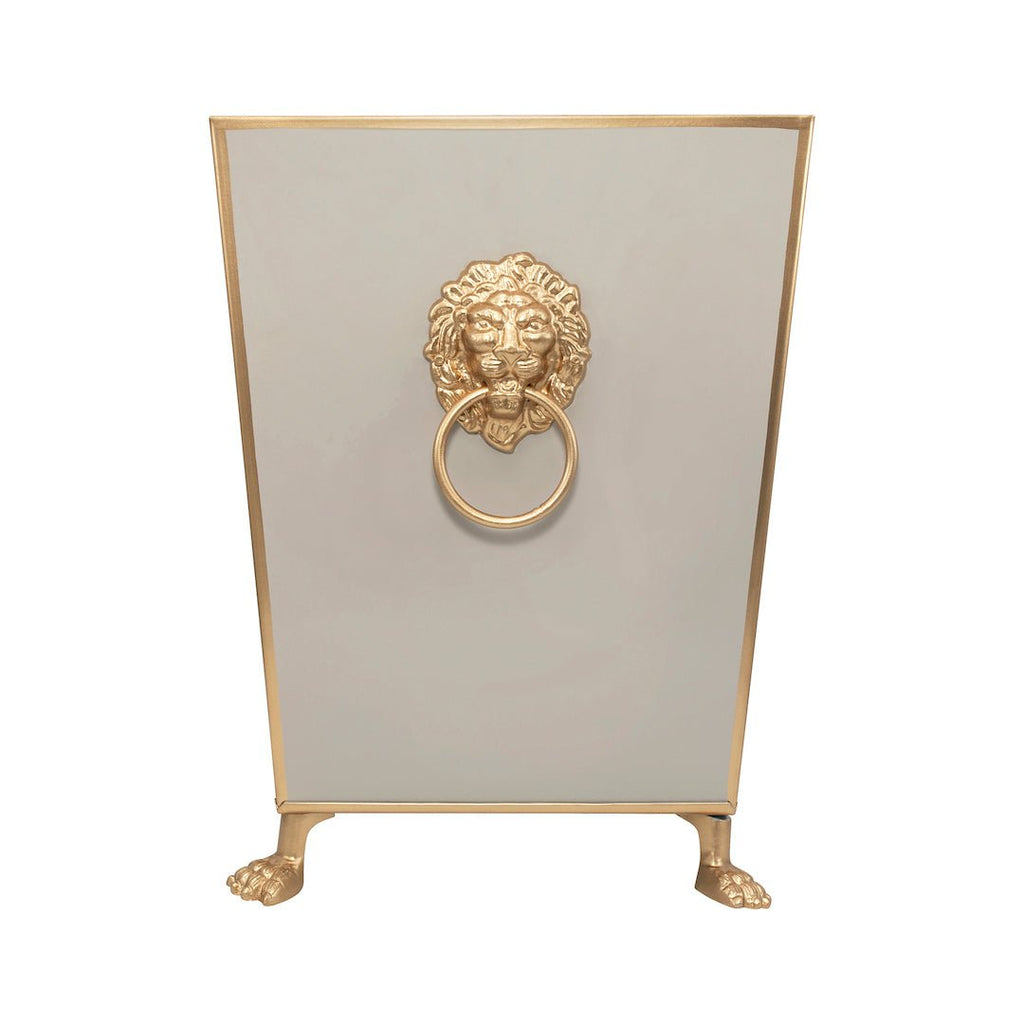 Regency Paws and Claws Taupe Decorative Bathroom Trash Can, Wastebasket for Vanity, Home Office, Bedroom - Square without Lid with Lion Decor - Avail 11/20 - Wastebaskets from Jaye's Studio