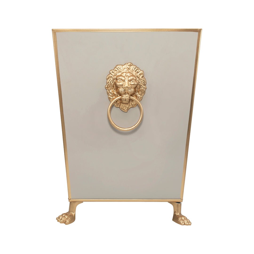 Regency Paws and Claws Taupe Decorative Bathroom Trash Can, Wastebasket for Vanity, Home Office, Bedroom - Square without Lid with Lion Decor - Avail 11/20 - Wastebaskets from Jaye's Studio