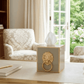 Regency Paws and Claws Taupe Enameled Square Metal Tissue Box Cover for Bathroom, Vanity, Bedroom, Home Office - Tissue Box Cover from Jaye's Studio
