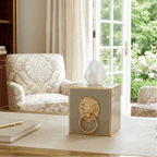 Regency Paws and Claws Taupe Enameled Square Metal Tissue Box Cover for Bathroom, Vanity, Bedroom, Home Office - Tissue Box Cover from Jaye's Studio
