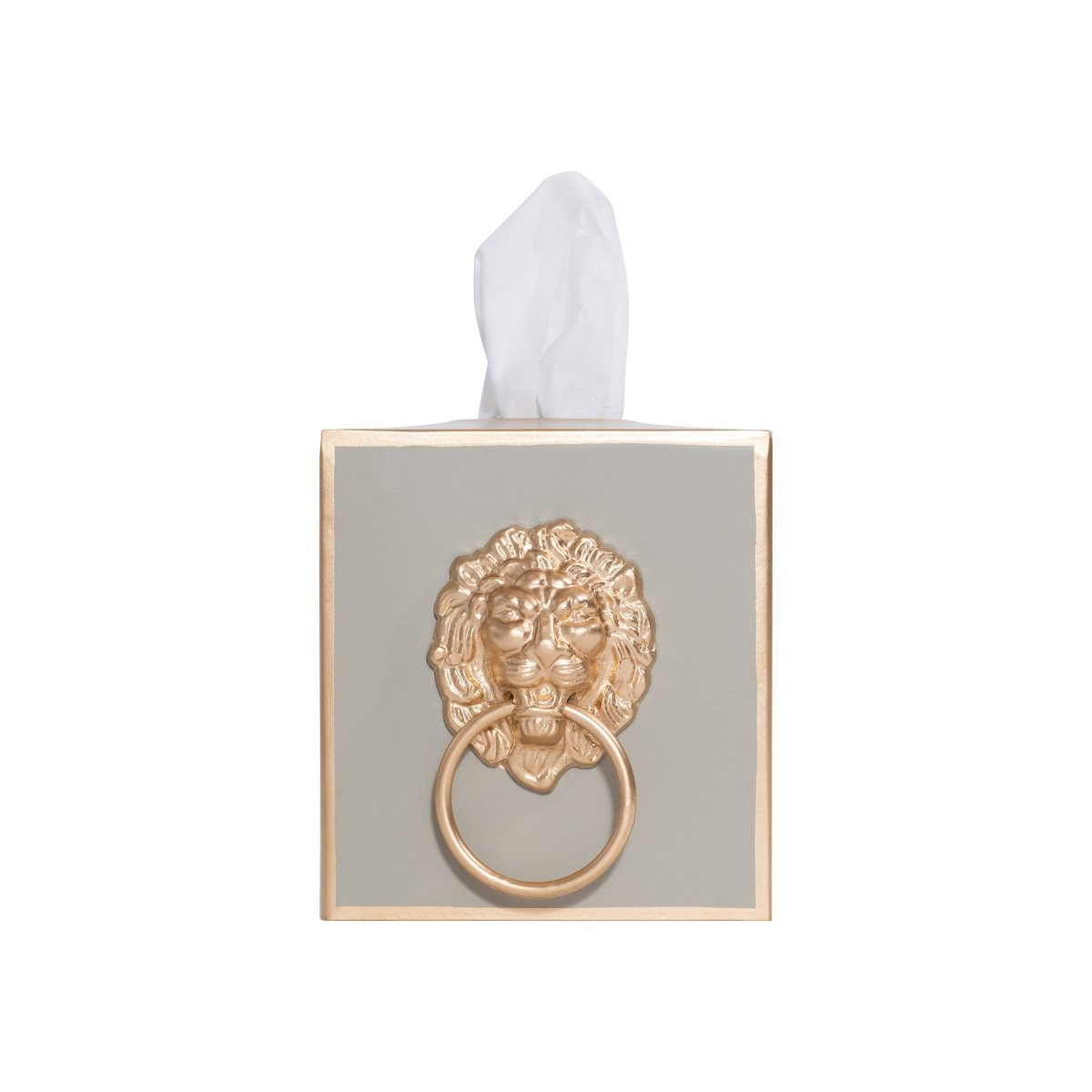 Regency Paws and Claws Taupe Enameled Square Metal Tissue Box Cover for Bathroom, Vanity, Bedroom, Home Office - Tissue Box Cover from Jaye's Studio