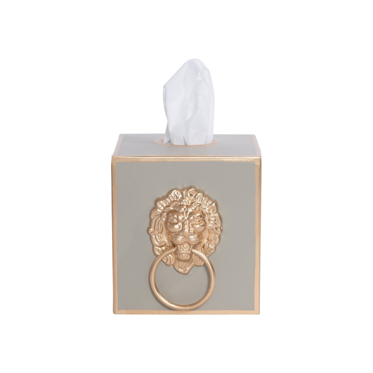 Regency Paws and Claws Taupe Enameled Square Metal Tissue Box Cover for Bathroom, Vanity, Bedroom, Home Office - Tissue Box Cover from Jaye's Studio