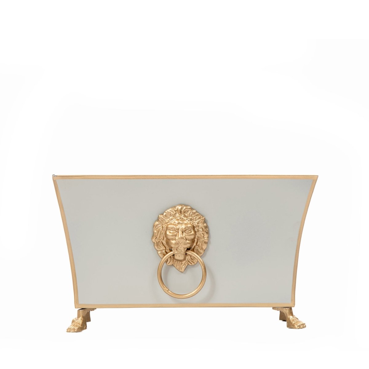 Regency Paws and Claws Taupe Rectangular Fluted Metal Cachepot Planter for Entryway, Mantle, Home Office, Kitchen and Living Room - Cachepots from Jaye's Studio
