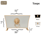 Regency Paws and Claws Taupe Rectangular Fluted Metal Cachepot Planter for Entryway, Mantle, Home Office, Kitchen and Living Room - Cachepots from Jaye's Studio