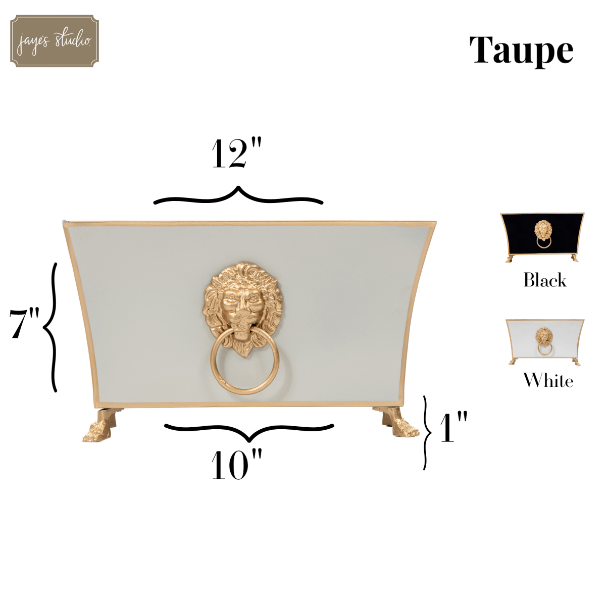 Regency Paws and Claws Taupe Rectangular Fluted Metal Cachepot Planter for Entryway, Mantle, Home Office, Kitchen and Living Room - Cachepots from Jaye's Studio