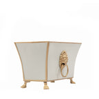 Regency Paws and Claws Taupe Rectangular Fluted Metal Cachepot Planter for Entryway, Mantle, Home Office, Kitchen and Living Room - Cachepots from Jaye's Studio