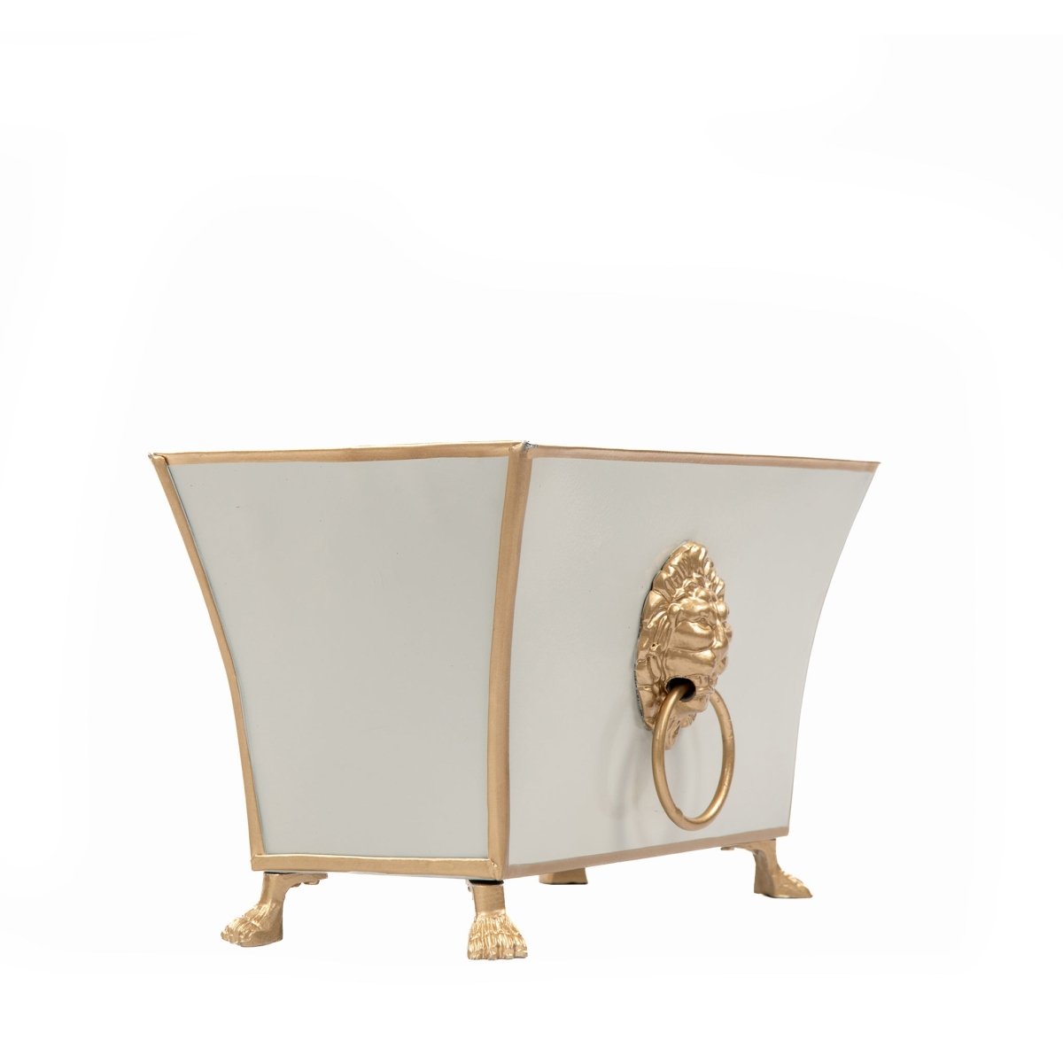 Regency Paws and Claws Taupe Rectangular Fluted Metal Cachepot Planter for Entryway, Mantle, Home Office, Kitchen and Living Room - Cachepots from Jaye's Studio