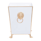 Regency Paws and Claws White Decorative Bathroom Trash Can, Wastebasket for Vanity, Home Office, Bedroom - Square without Lid with Lion Decor - Wastebaskets from Jaye's Studio