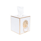Regency Paws and Claws White Enameled Square Metal Tissue Box Cover for Bathroom, Vanity, Bedroom, Home Office - Tissue Box Cover from Jaye's Studio