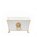 Regency Paws and Claws White Rectangular Fluted Metal Cachepot Planter for Entryway, Mantle, Home Office, Kitchen and Living Room - Cachepots from Jaye's Studio