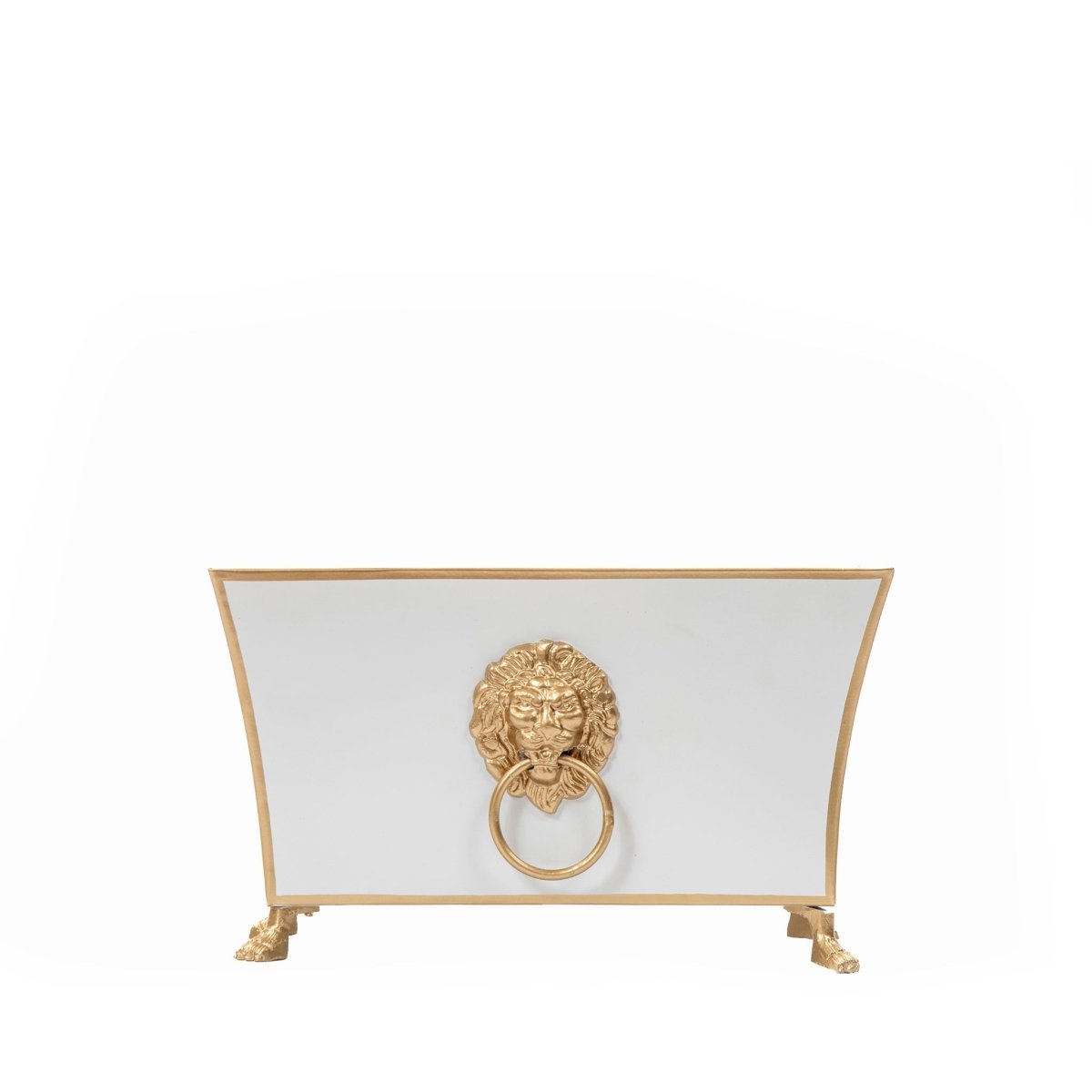 Regency Paws and Claws White Rectangular Fluted Metal Cachepot Planter for Entryway, Mantle, Home Office, Kitchen and Living Room - Cachepots from Jaye's Studio