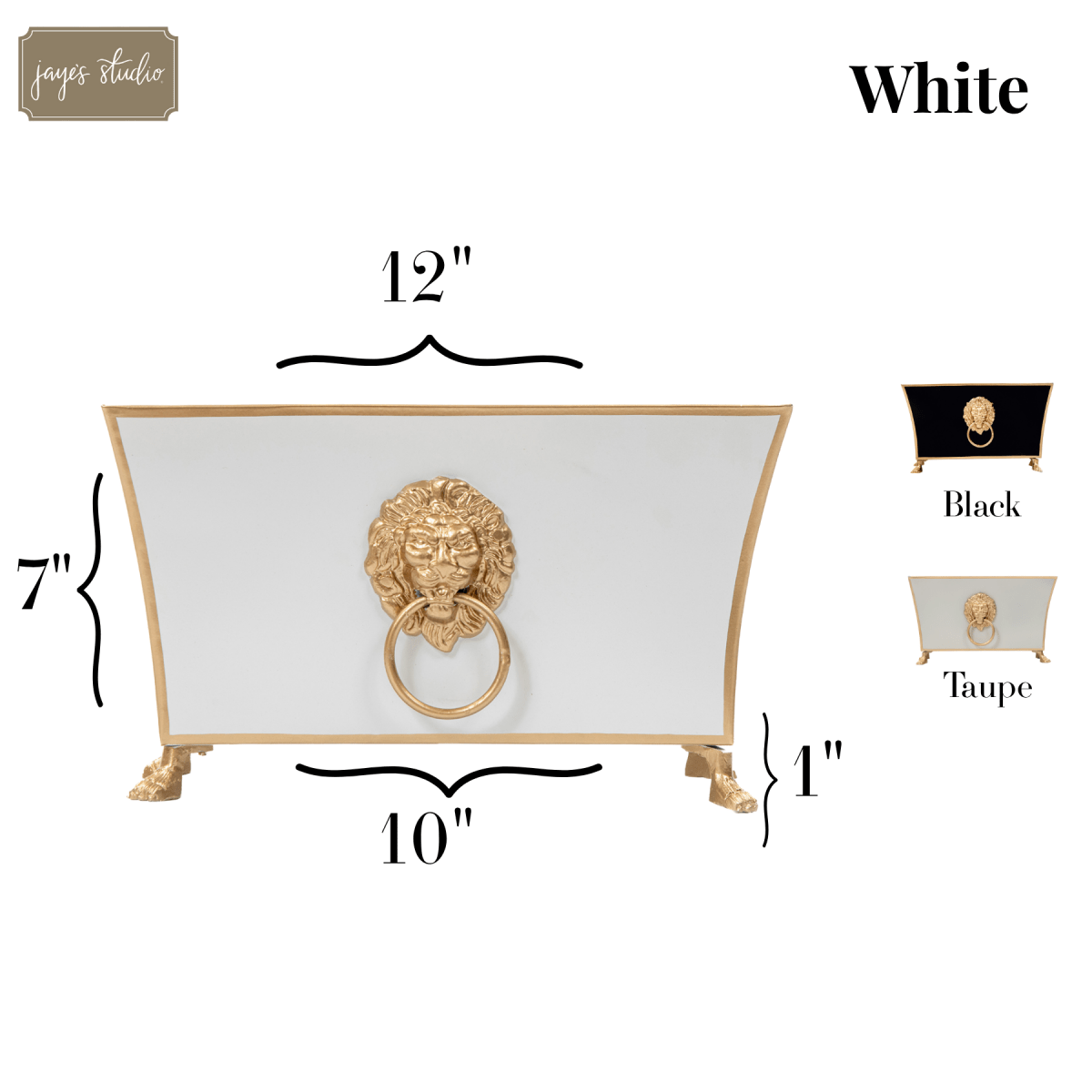 Regency Paws and Claws White Rectangular Fluted Metal Cachepot Planter for Entryway, Mantle, Home Office, Kitchen and Living Room - Cachepots from Jaye's Studio