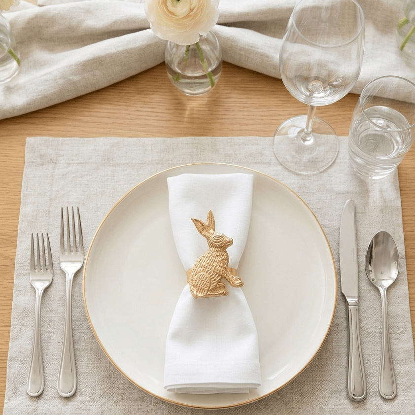 Regency Rabbit Gold Napkin Rings for Dinnerware, Place Settings, Entertaining (4pk) - Avail 03/20 - Napkin Rings from Jaye's Studio